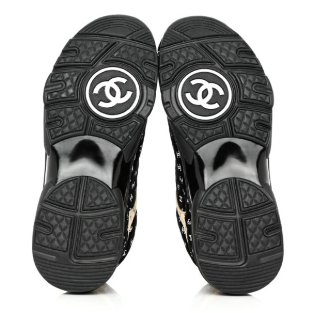 CHANEL Nylon Suede Calfskin Printed CC Sneakers - Picture 4 of 10